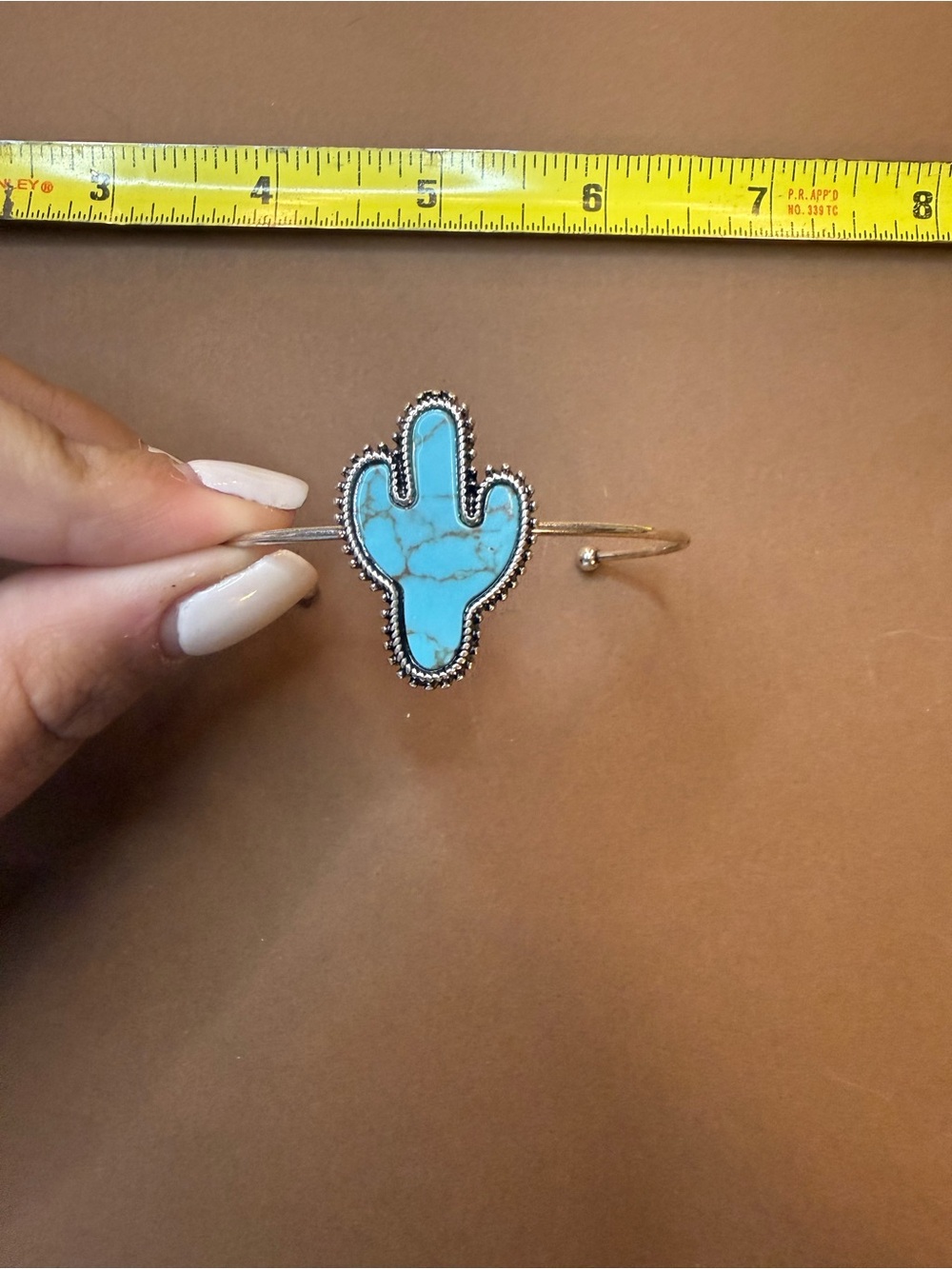 Turquoise Cactus Bangle Bracelet - Blue